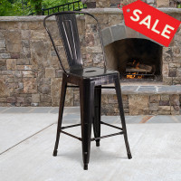Flash Furniture CH-31320-24GB-BQ-GG Antique Metal Bar Stool in Black